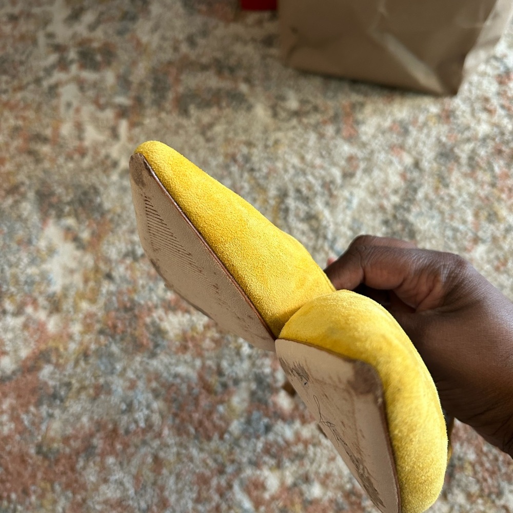 Boden Yellow Heeled Slingbacks with Textured Fabric - Picture 6 of 7